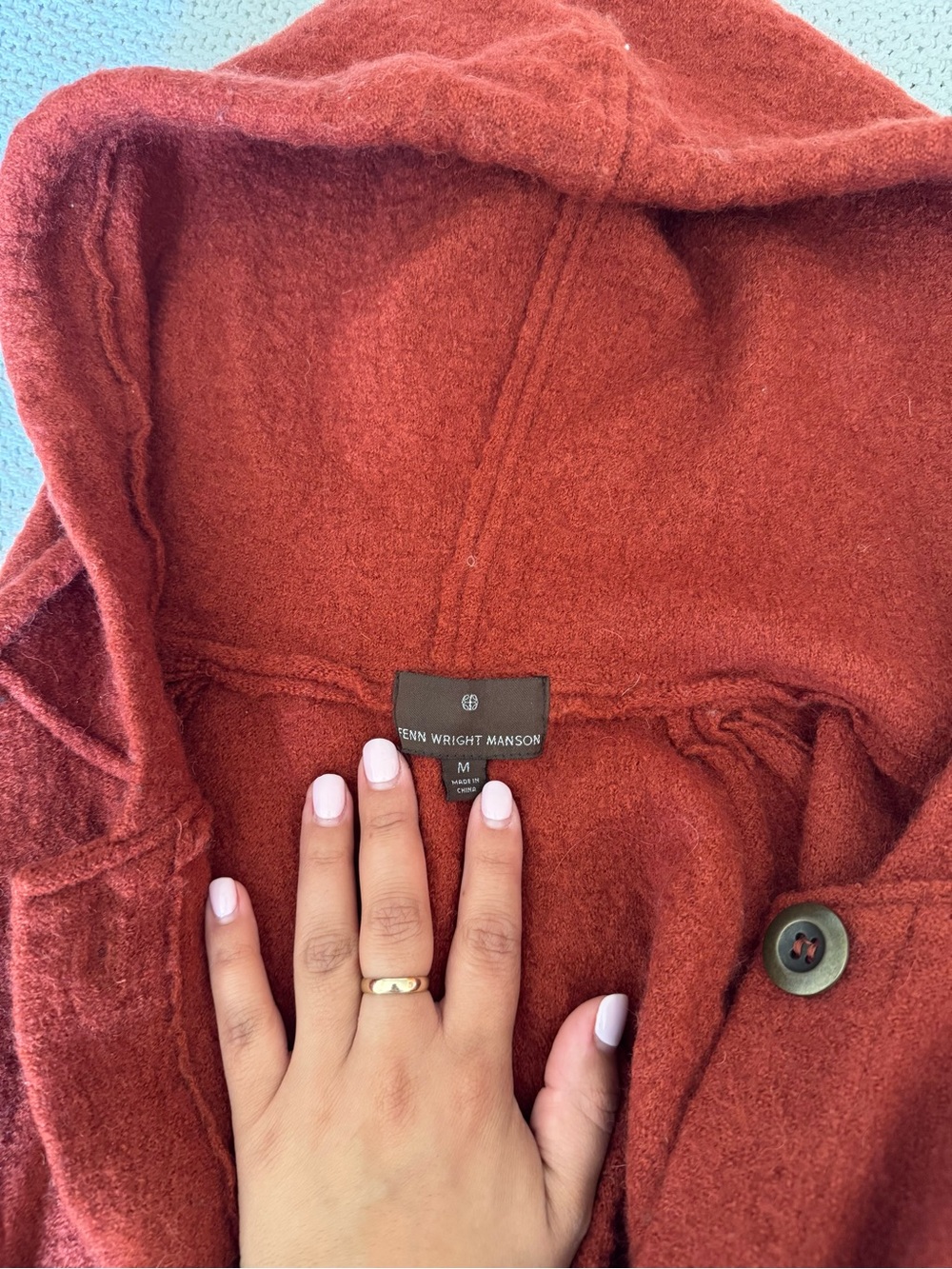 Fenn Wright Manson Rust Red Wool Hooded Coat